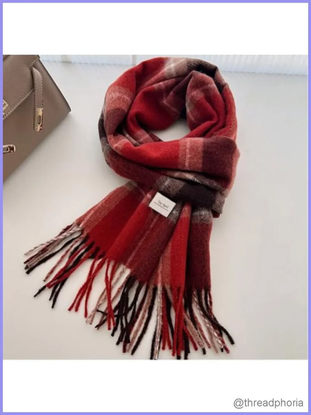Wool Blend Fringe Plaid Wrap Scarf Shawl Winter Warm Oversized Blanket Scarf